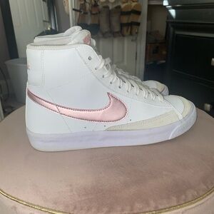 Nike Kids White and Pink High-Top Blazers